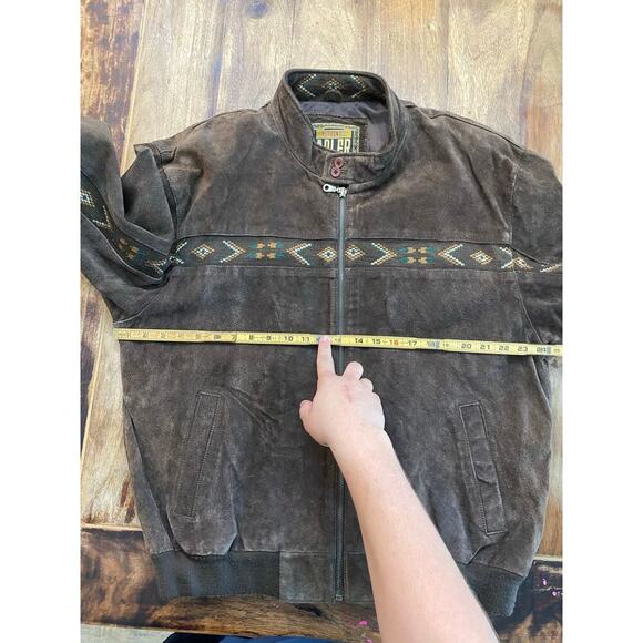 Vintage Adler Brown Suede Leather Western Aztec Coat Jacket Size XL - Picture 5 of 5